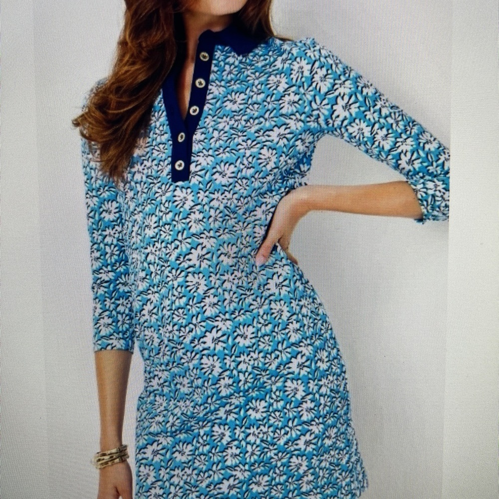 Lilly Pulitzer Blue and White Floral Dress Ainslee. 
NWOT